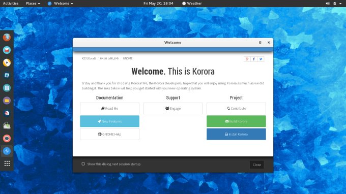 Welcome screen