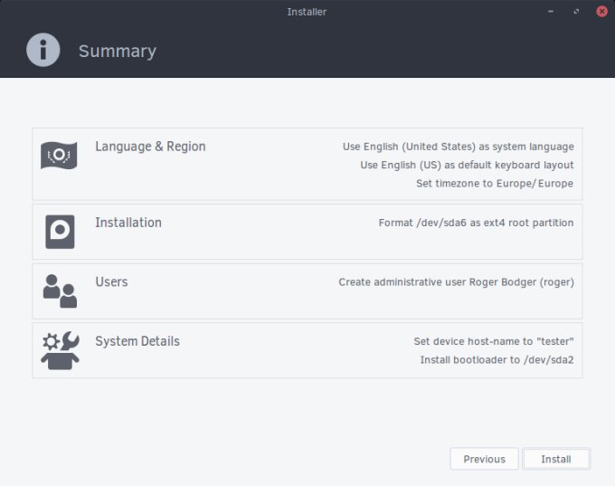 Install summary