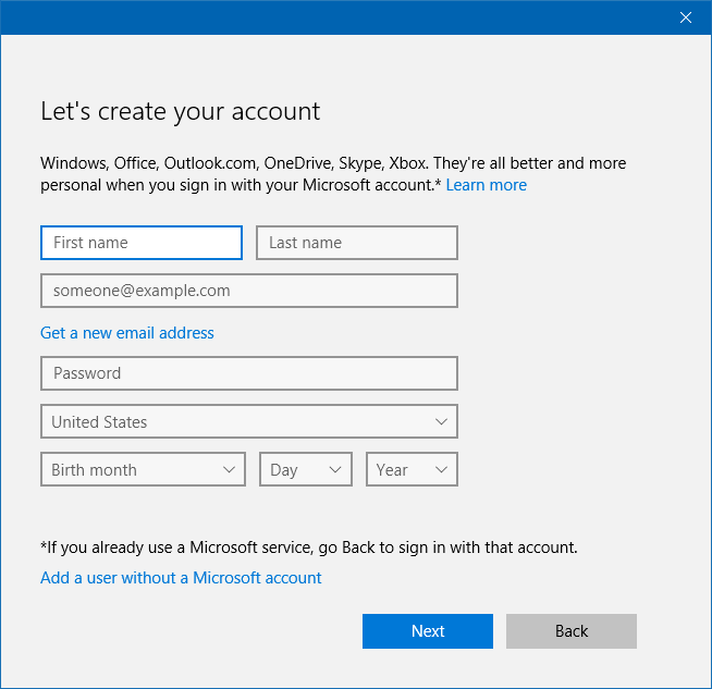 No online account