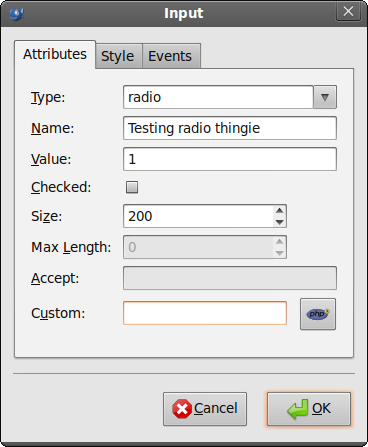 Menus creating button