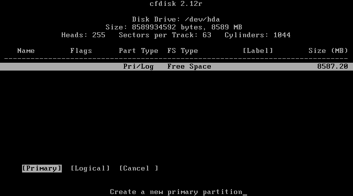 [Image: slackware_cfdisk_new_partition_primary.png]
