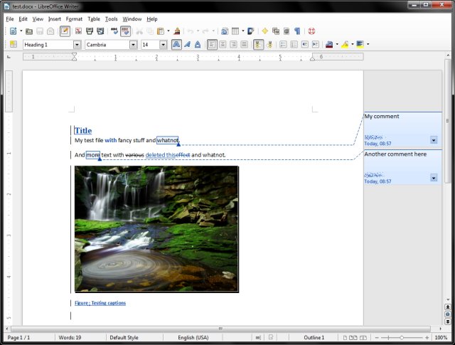 MS DOCX sample in LibreOffice