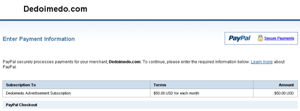 Subscription page