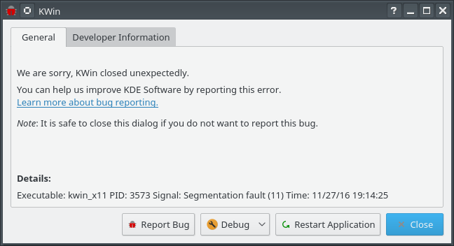 KWin crashes