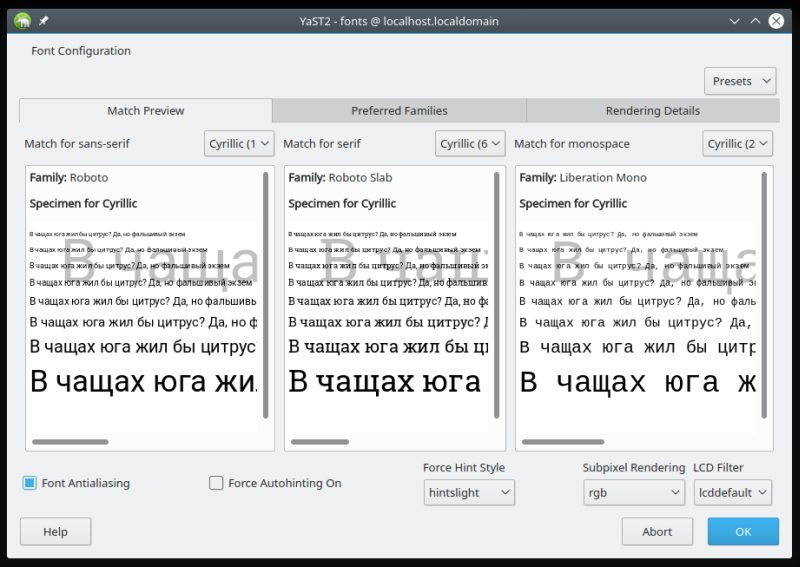 Fonts, config