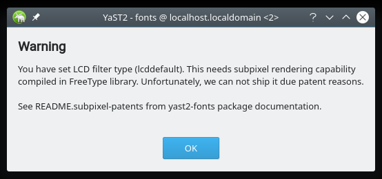 Fonts, warning