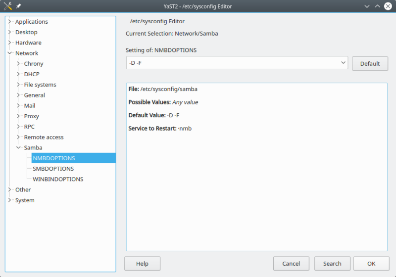 Sysconfig editor