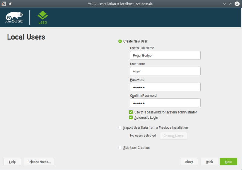 User settings