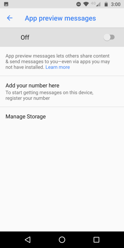 App preview messages