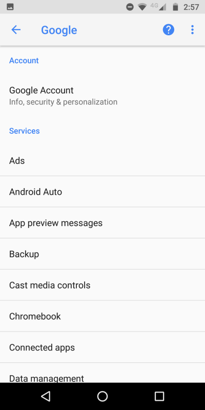 User account settings