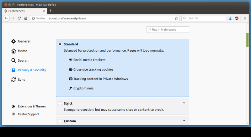 Privacy & security options