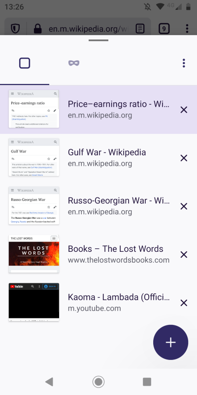 Open tabs