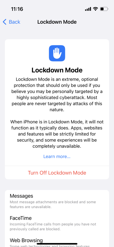 Lockdown activated