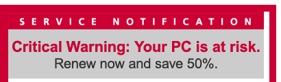Anti-virus alert banner
