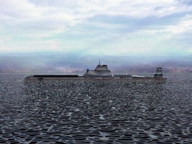 Choppy sea, side