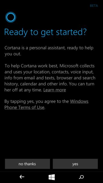 Cortana setup