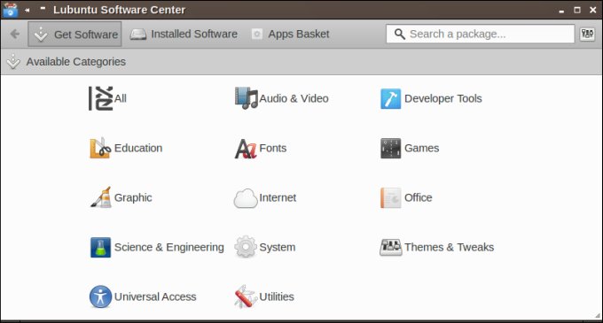 Lubuntu software center
