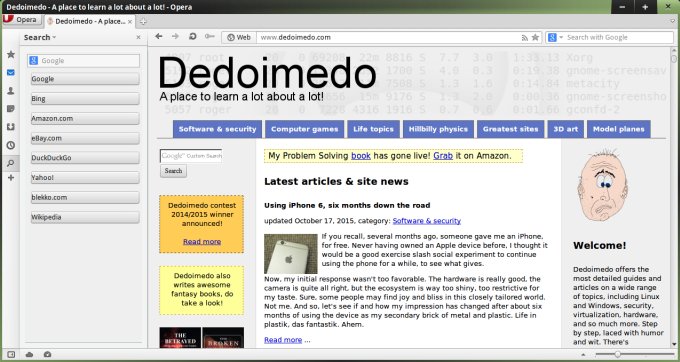 Using, with search in the sidebar