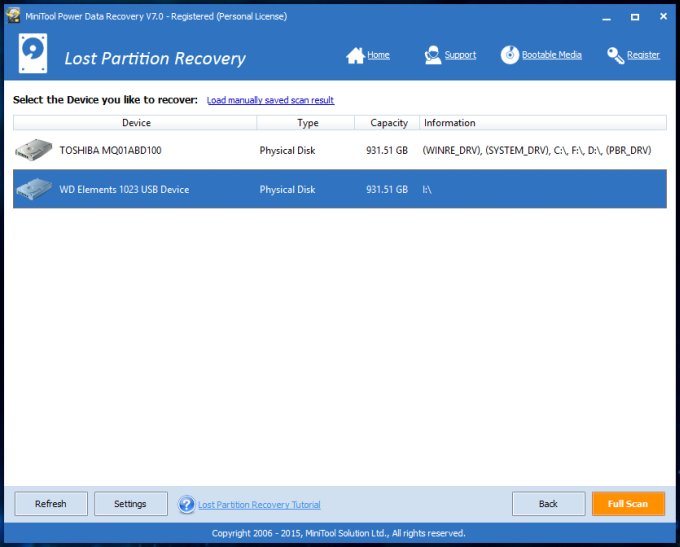 Lost partition recovery