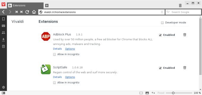 Extensions, but no buttons