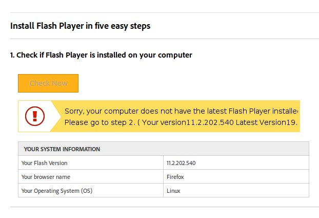 Official Flash Player check