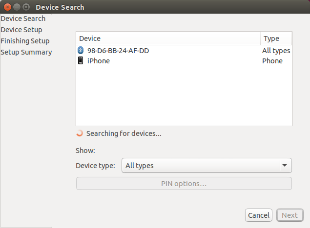 Bluetooth, ugly setup screen