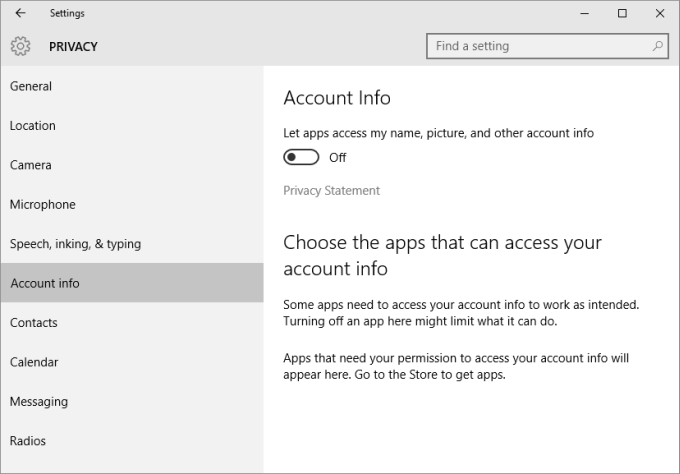 Account info