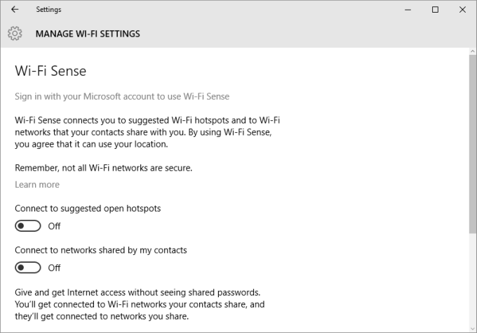 Wi-Fi Sense off