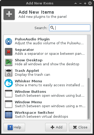 Panel items