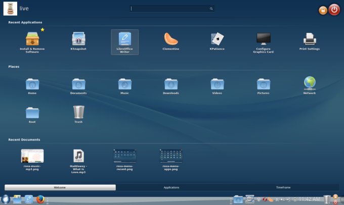 Menu, welcome & recent