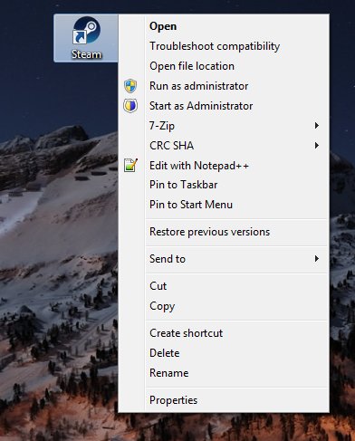 Right click options