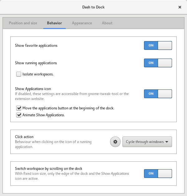 Install icon panel & dock on Gnome 3