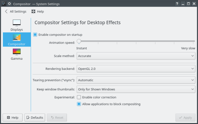 Compositor options