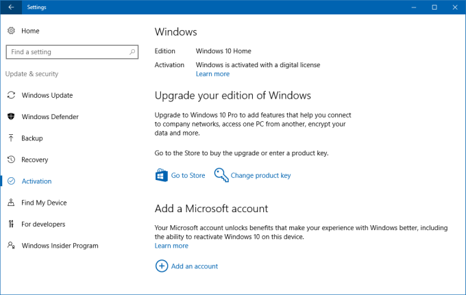 Activation, MS account