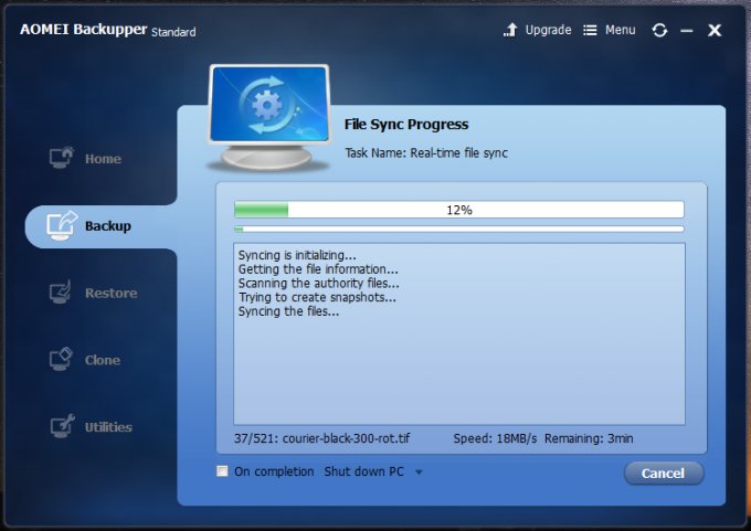 File sync in progress