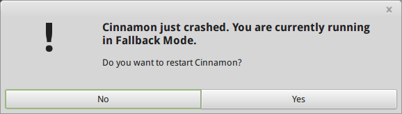 Cinnamon crashed