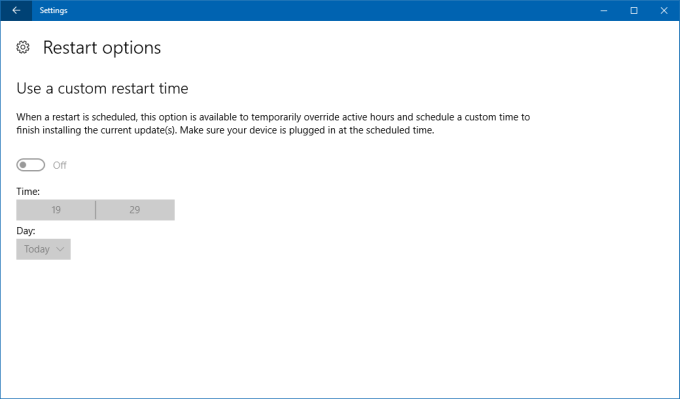Restart hours disabled