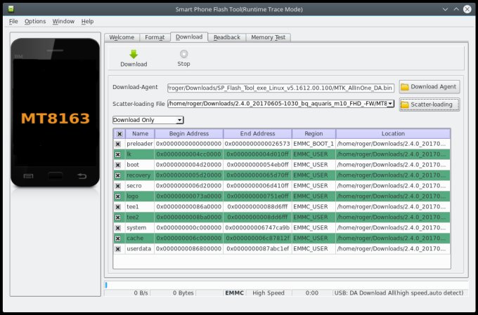 SP Flash Tool loaded