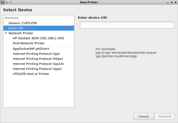 No Samba printer
