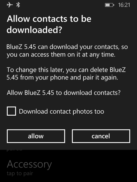 Bluetooth, contacts