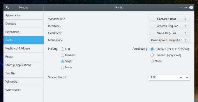 Fonts, AA options