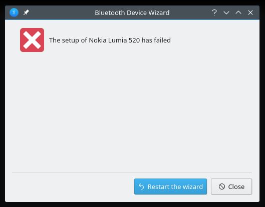 Bluetooth, bogus setup error