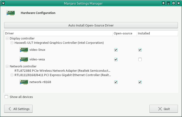Hardware drivers
