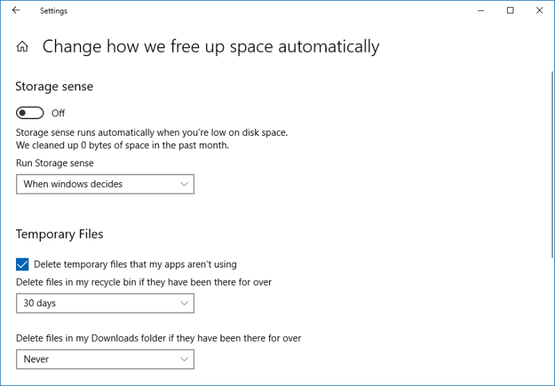 Storage sense