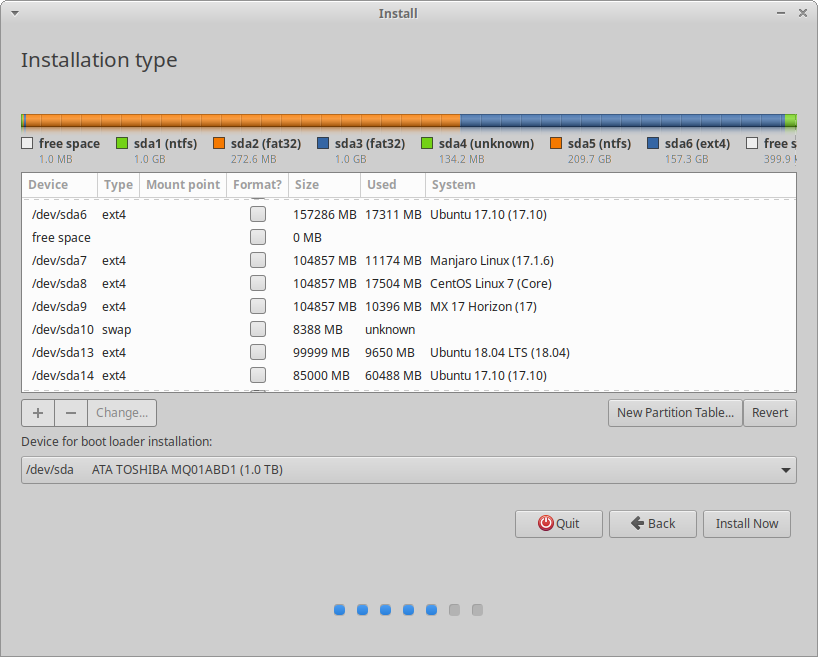 Partitions, names show, vertical spacing is odd
