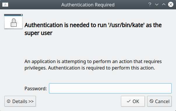 Pkexec Kate