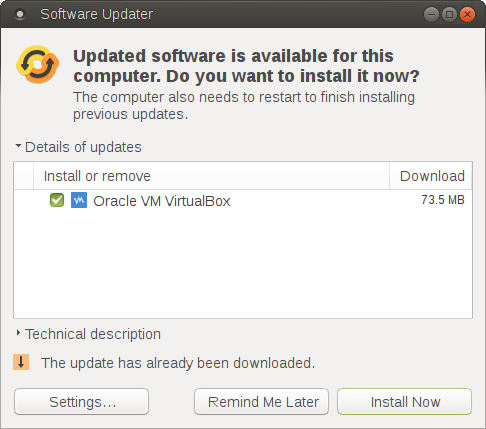 Updates notification
