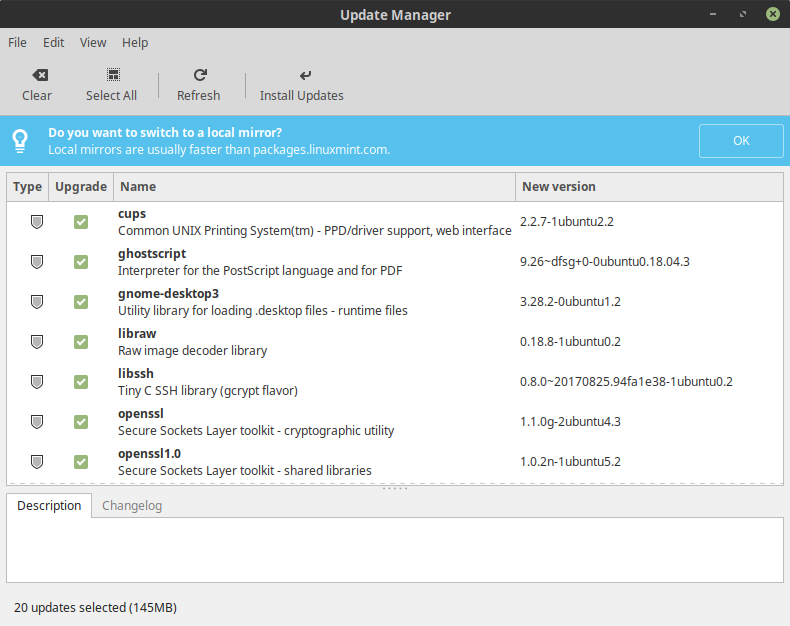 Updates, local mirror