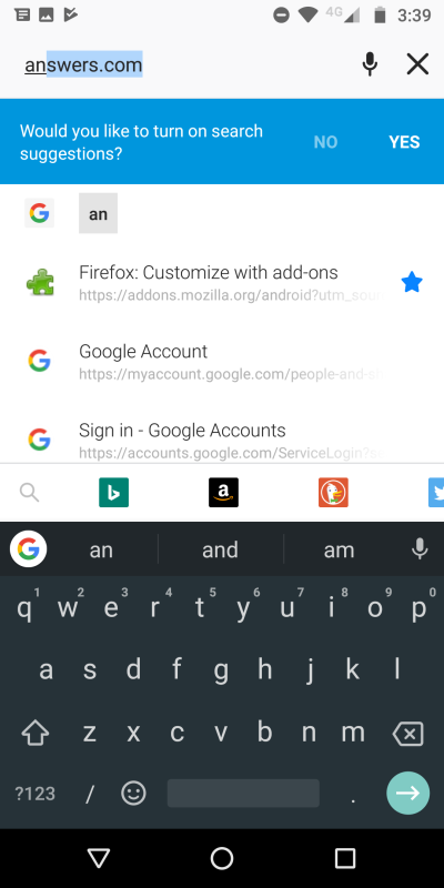 Firefox suggestions