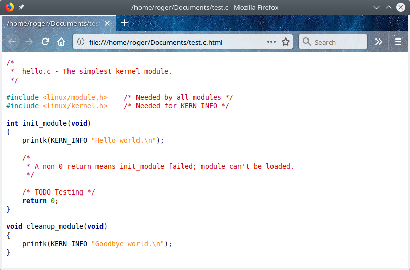 HTML in Firefox